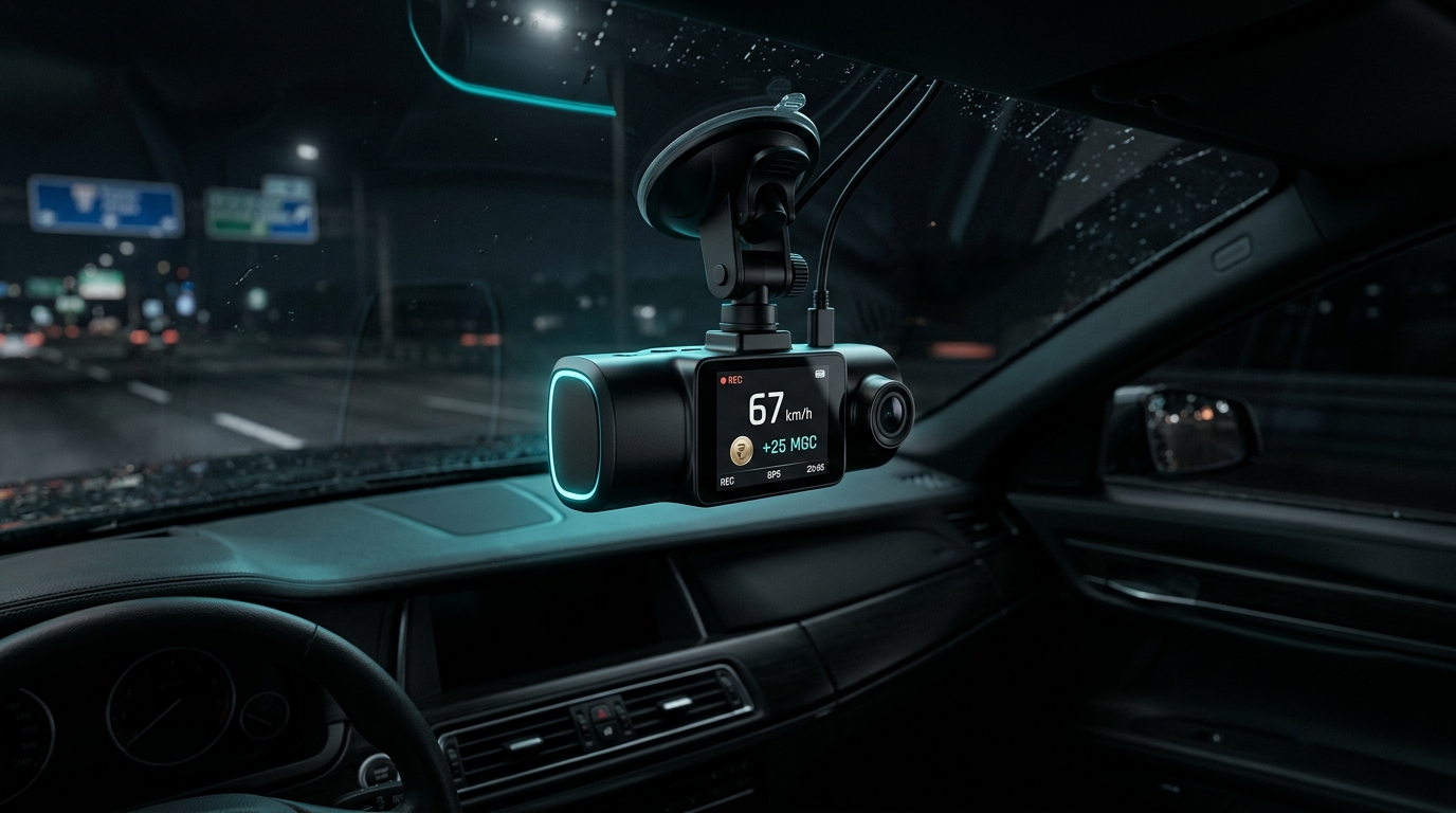 MargPulse OBD-II dongle plugged under steering wheel